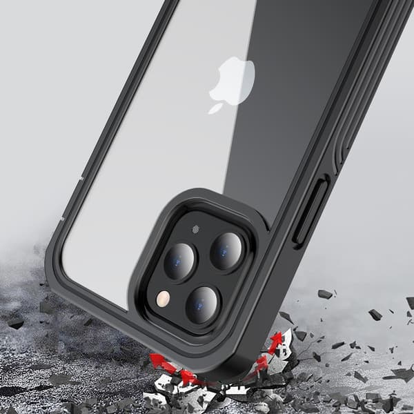 Etui til iPhone 12/12 Pro, stødsikker, med folie, sort