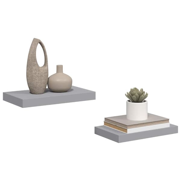 vidaXL Seinähyllyt, 2 kpl, harmaa, 40x23x3,8 cm, MDF