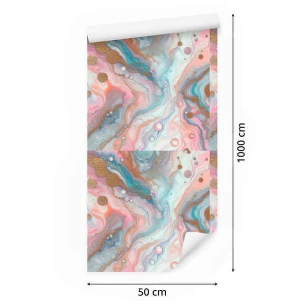 Mustetapetti Vaaleanharmaa, harmaa ja koralli 50x1000 cm