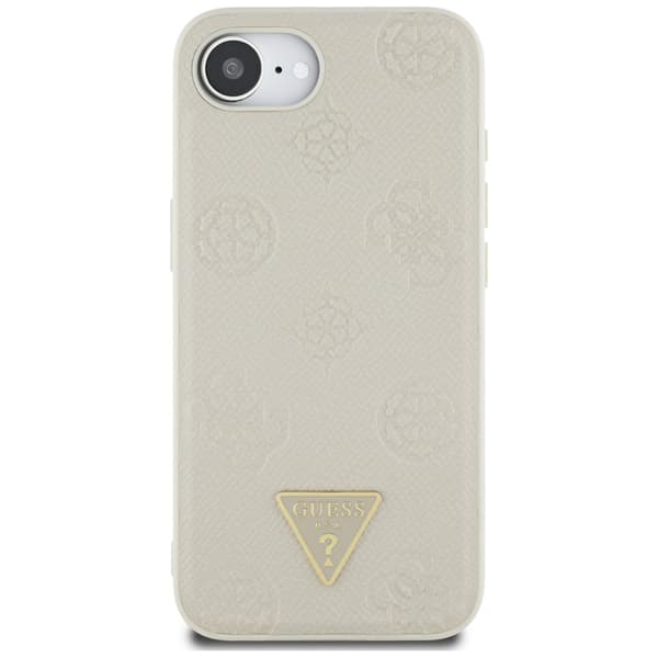 Guess Grained Hot Stamp Peony Triangle Logo MagSafe-etui til iPhone 16e i beige