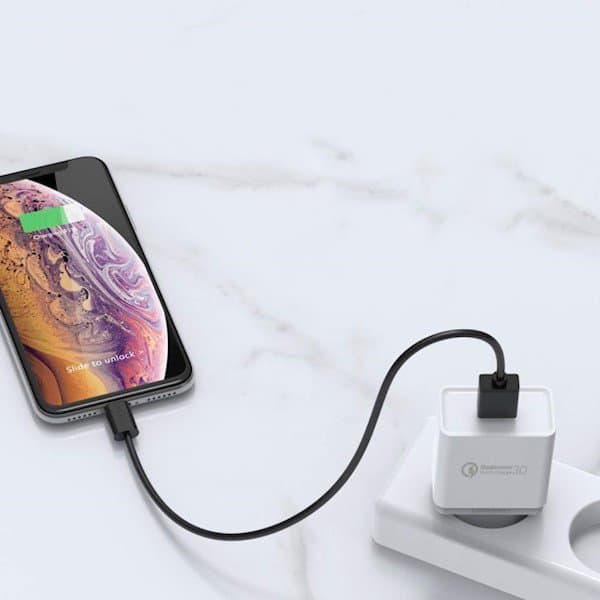 Quick Charge 3.0 18W 3A USB vit snabbladdare