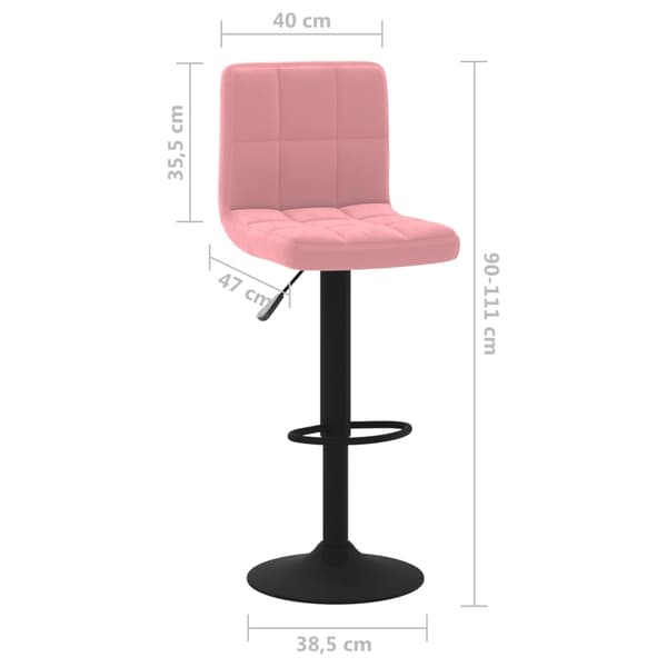 vidaXL Barstolar, set om 2, rosa, klädda i sammet