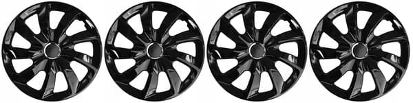 NRM Stig sorte navkapsler, 4 stk., højglans, størrelse 17”, universal + ring
