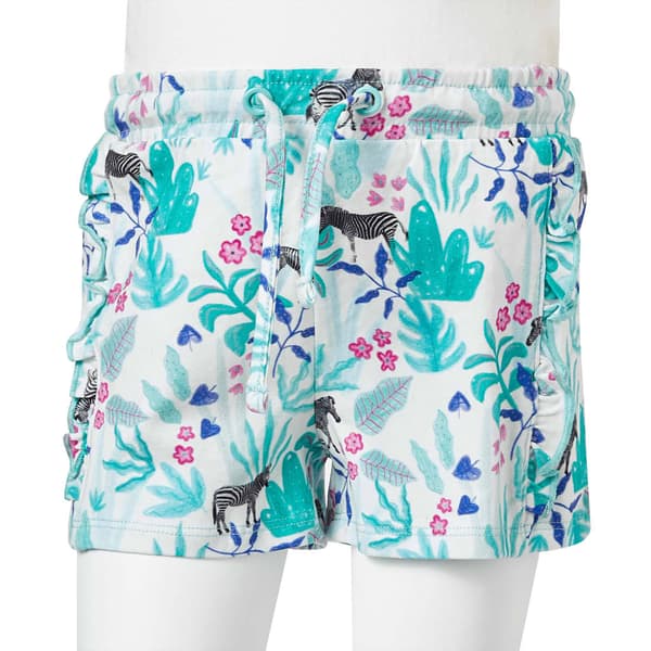 Børneshorts med snøre, ecru og mørk mint, 128