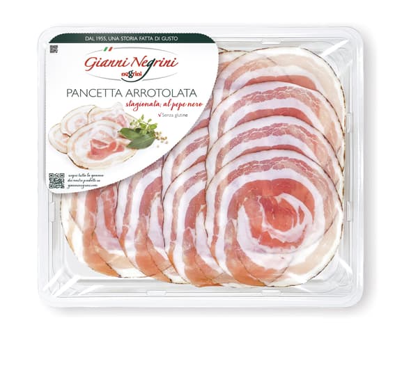 Gianni Negrini's 110g sort peber cured Pancetta