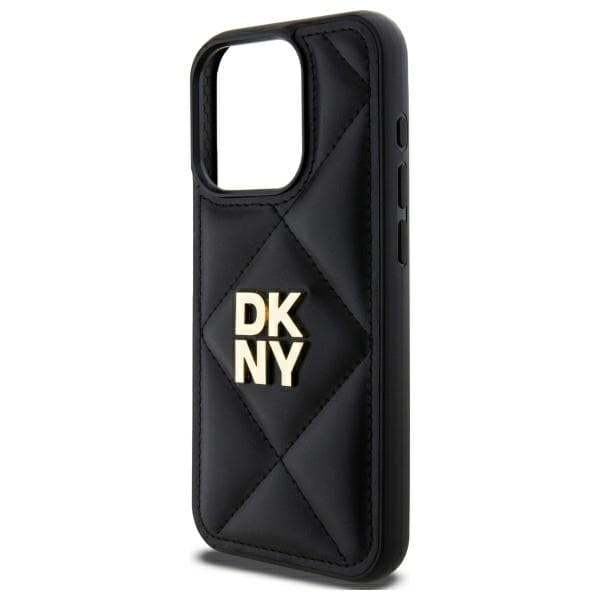 DKNY Quilted Stack Logo-skal till iPhone 15 Pro, Svart