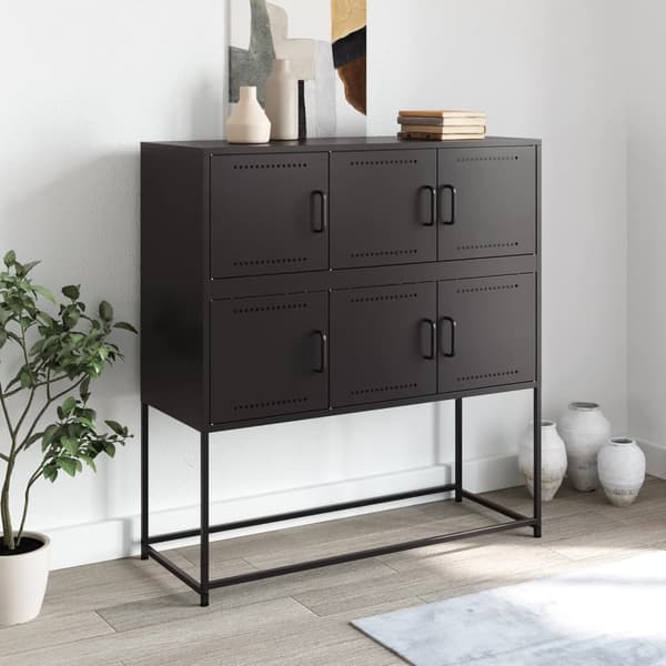 vidaXL skab, sort, 100,5x39x107 cm, stål