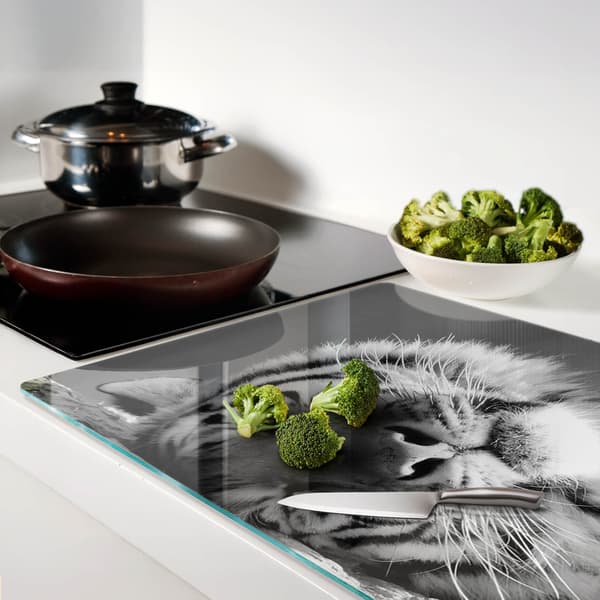 Dekorativt glas-snackbræt Sovende tiger 80x52 cm