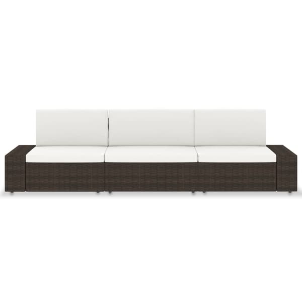 vidaXL 3-istuttava modulaarinen sohva, PE-rottinki, ruskea