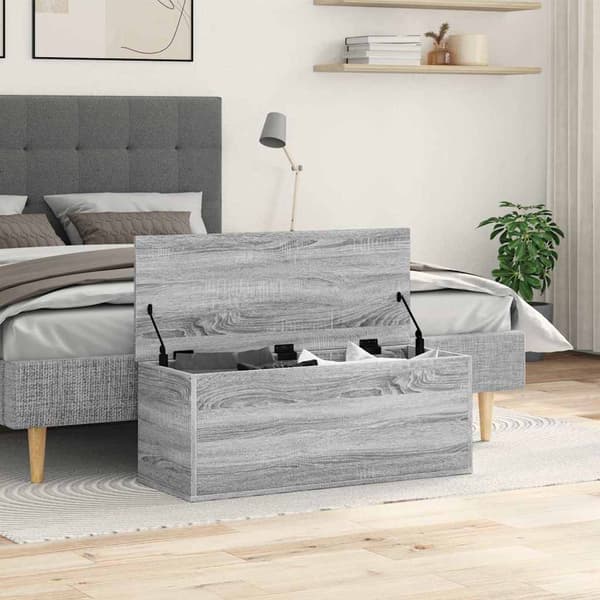 vidaXL kommode, grå Sonoma-eg, 90x35x35, træbaseret materiale