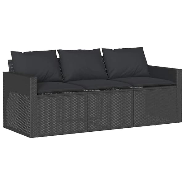 vidaXL havemøbelsæt med 2 dele og hynder, sort, polyrattan
