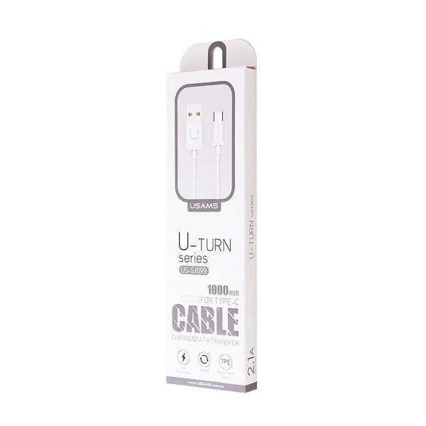 USAMS U-Turn USB-C-kabel 1 m hvid/hvid 2A TCUSBXD02 (US-SJ099)