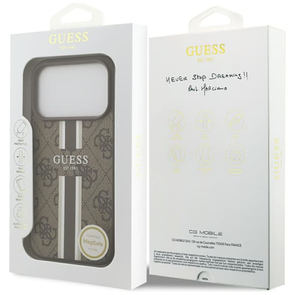 Guess 4G Printed Stripes MagSafe-etui til iPhone 17 Pro brunt