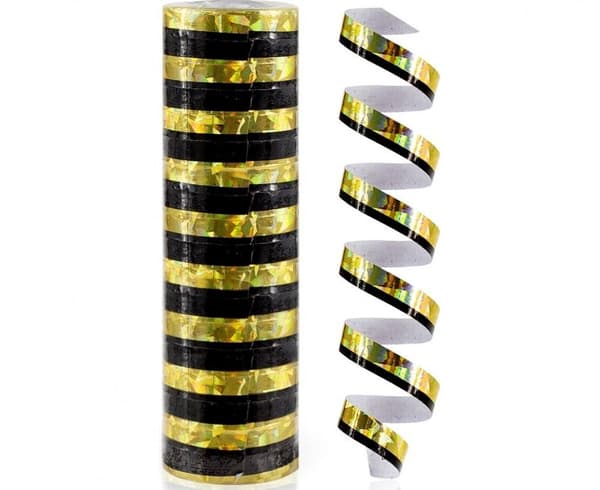 Holografisk streamer guld sort 4m