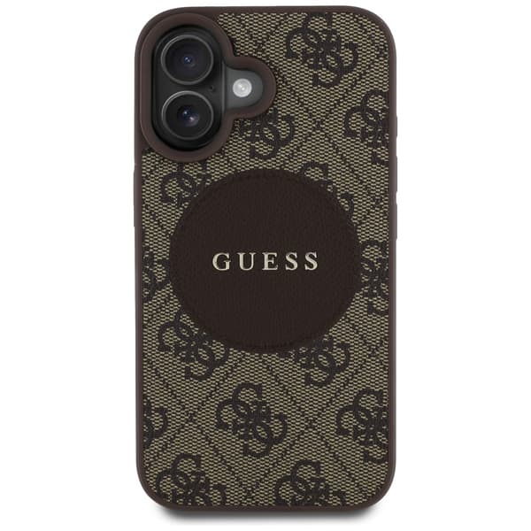Guess 4G Circle Classic Logo-etui til MagSafe til iPhone 16, brun