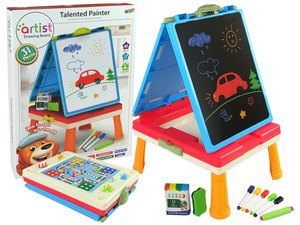 3-i-1 magnetisk kridtbræt, blåt spillebord