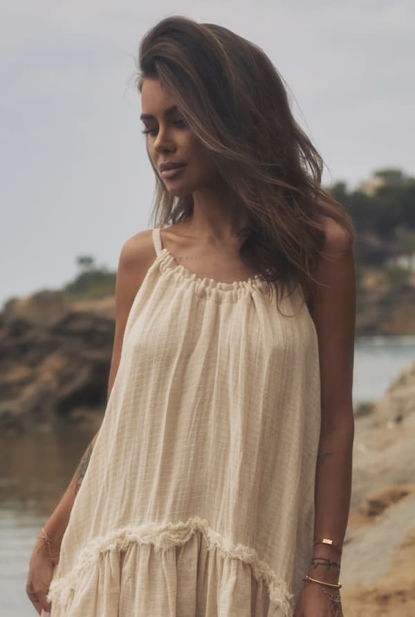 Bina - Boho beige maksimekko YKSI KOKO