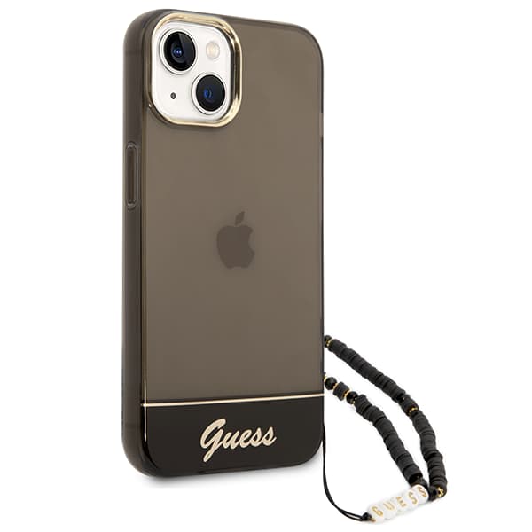 Guess Translucent Pearl Strap-skal till iPhone 14, Svart