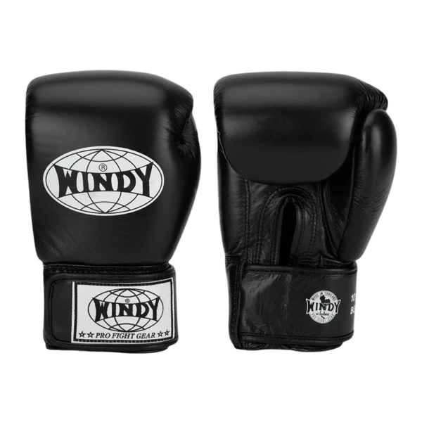 Windy Classic boksehandsker i ægte læder, sorte 14OZ