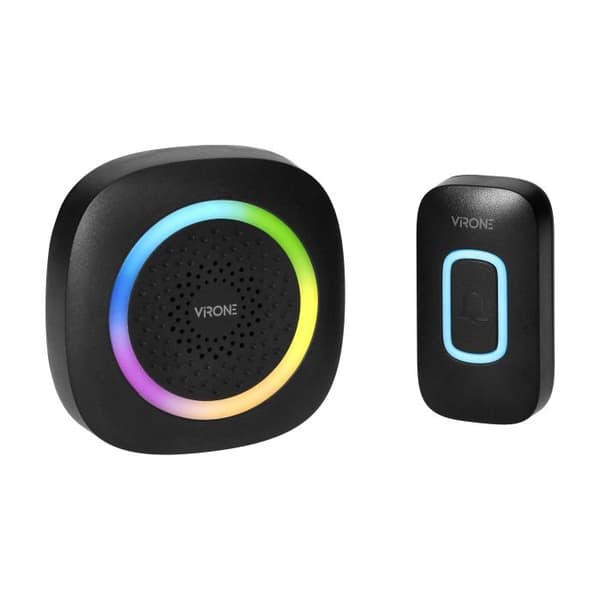 Trådløs dørklokke LED RGB 300m Netværk 60 melodier Sort