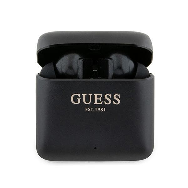 Guess Bluetooth TWS-øretelefoner med trykt logo + dockingstation, sort