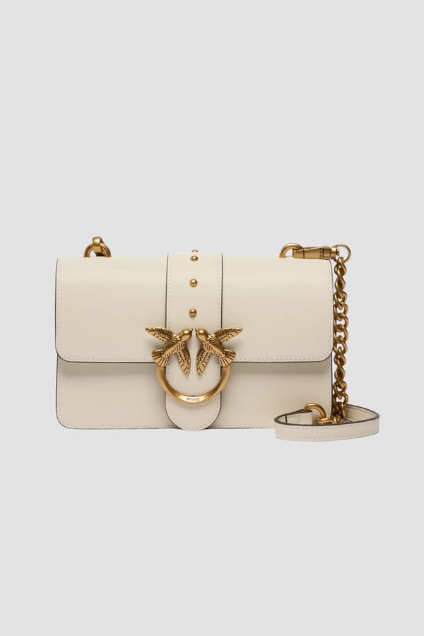 Pinko Vit Love One Mini St. Cl Vitello Seta Kuvertväska