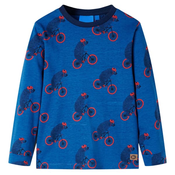 Barnpyjamas med lång ärm, marinblå, 128