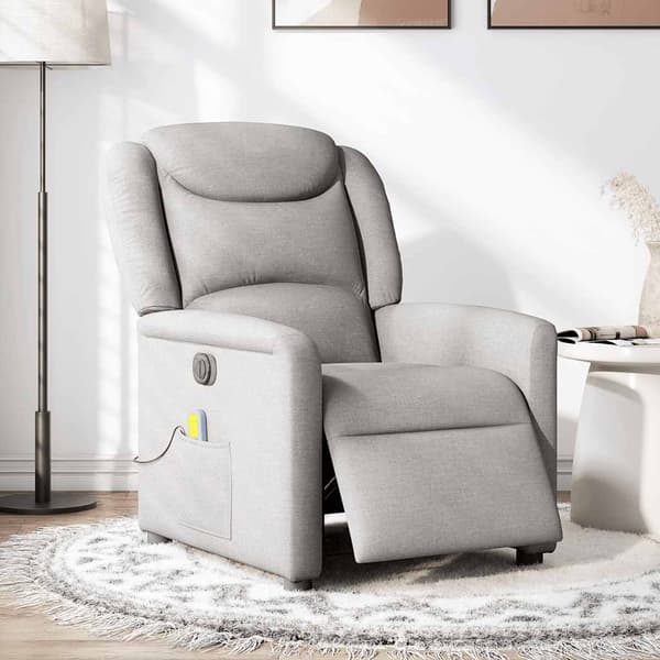 vidaXL Elektrisk vilfåtölj för massage, grå, tyg