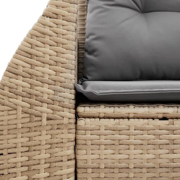 vidaXL Trädgårdssoffa med kuddar, 2-sits, beige, polyrotting
