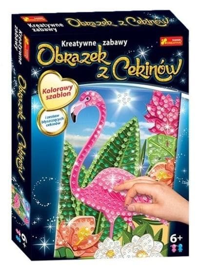 Paillettebillede. Flamingo.