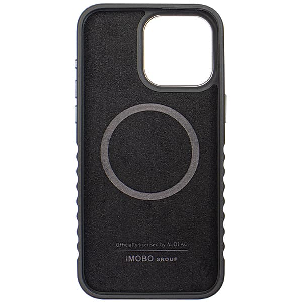 Audi MagSafe-etui i ægte læder til iPhone 14 Pro, sort og rød