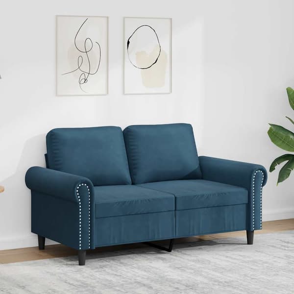 vidaXL 2-sitssoffa blå 120 cm klädd i sammet