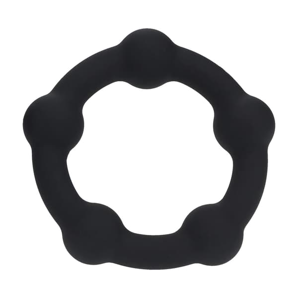 Perlebesat silikone penisring - S - 30mm - Sort