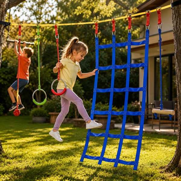 Monkey Grove -kiipeilyverkko lapsille, slackline-tarvikkeet, leikkikenttä
