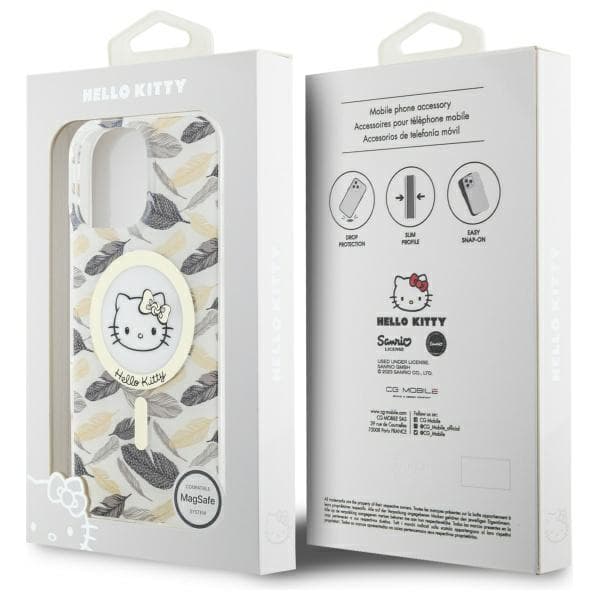 Hello Kitty IML Gyldne Blade MagSafe-etui til iPhone 16 Pro Max, Hvid