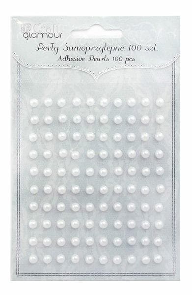 Offwhite selvklæbende perler 5 mm 100 stk.