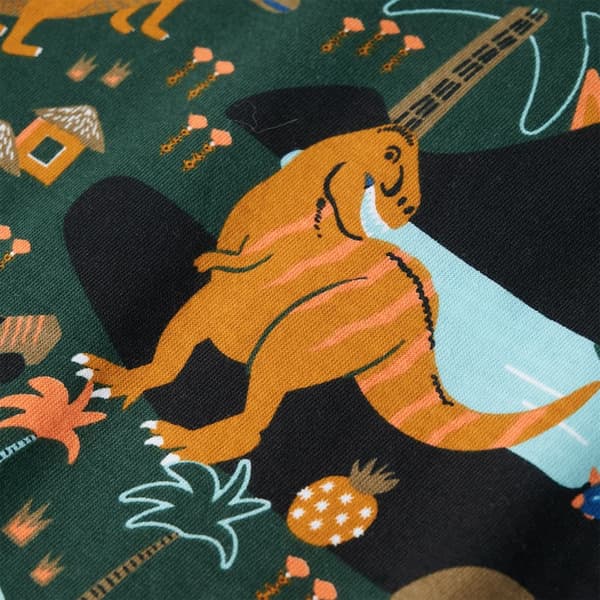 Barnpyjamas med lång ärm, mörkgrön, 104