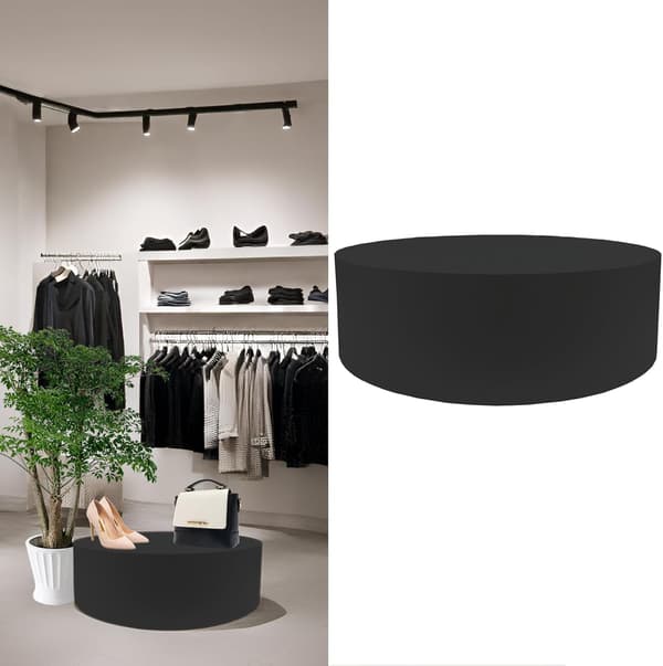 Rund skyltdocksbas 60x20 cm svart - displayplattform