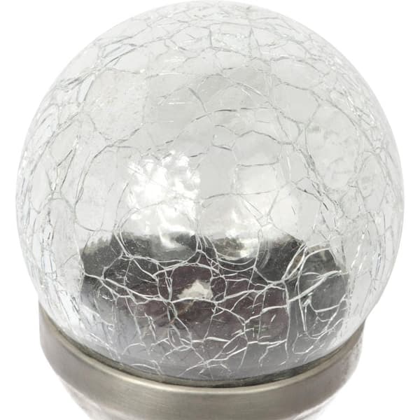 Solcellsdriven LED-marklampa med krasglaseffekt, väderbeständig, silver