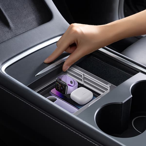 T-Space skuffeorganisator til Tesla Model 3 / Y midterkonsol grå