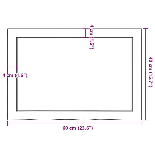 vidaXL bordplade lysebrun 60x40x(2-4)cm massivt egetræ