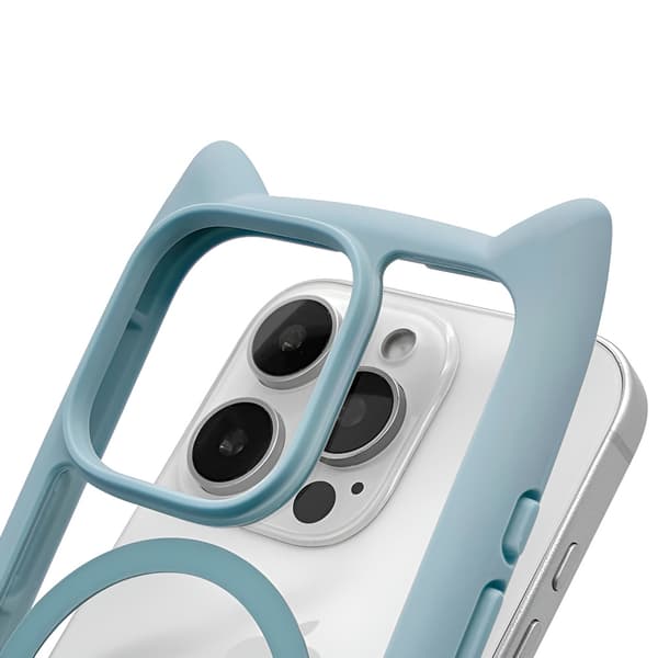 iPhone 16 Pro Max -kotelo, MagSafe, söpö kissa, sininen + näytönsuoja