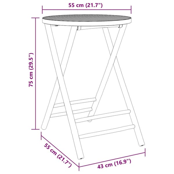 vidaXL foldbart havebord Ø55x75 cm bambus