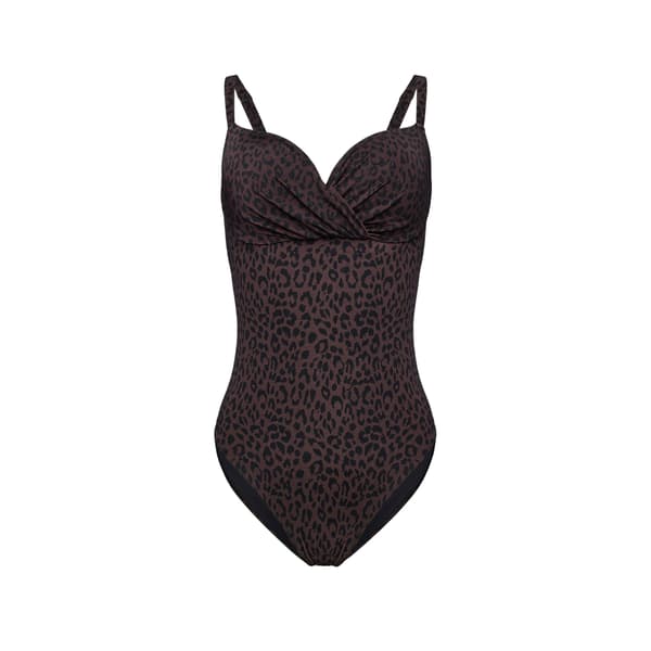 BASE Esotiq badedragt med polstring, leopardprint, brun, størrelse L