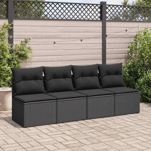 vidaXL 2-delt sofasæt med hynder, sort, polyrattan og akacie