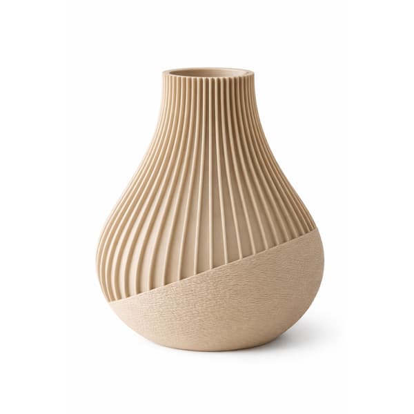 Dekorativ beige vase, rillet, moderne japandi