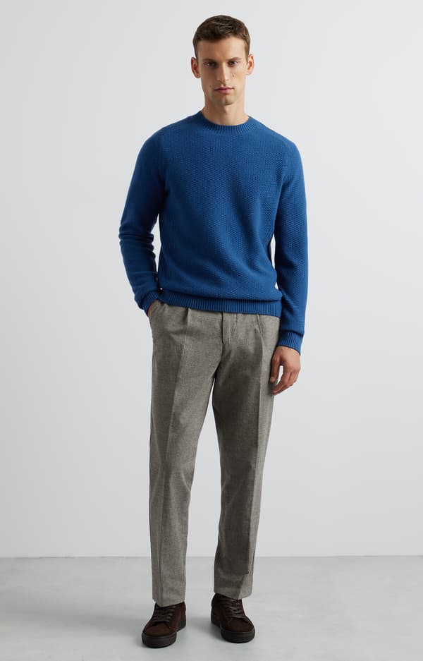 Mikromønstret sweater med rund hals S