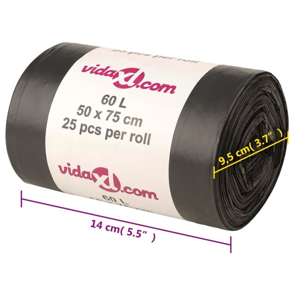 vidaXL affaldssække, 250 stk., sorte, 60 l