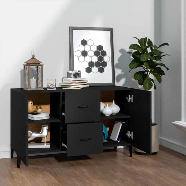 vidaXL kommode, sort, 100x36x60 cm, træbaseret materiale