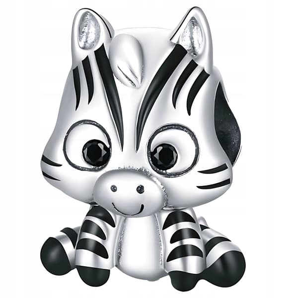 Berlocker zebrapärlor silver pr 925 djurhänge silverränder